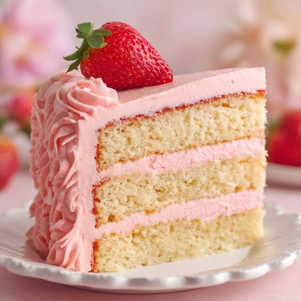 Spring Lemon Strawberry Cake with fresh strawberries and lemon zest