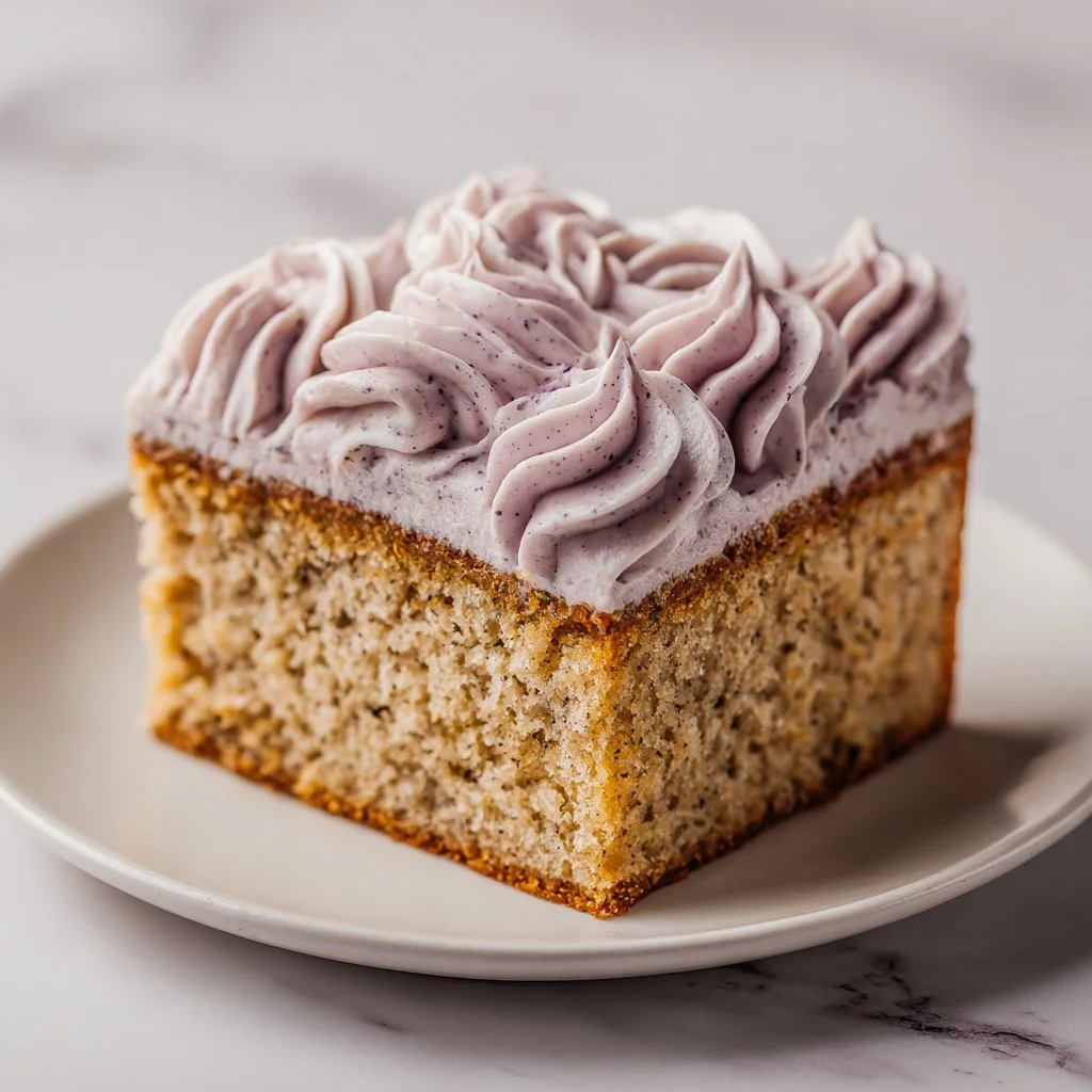 Delicious London Fog Cake with tea-infused frosting and vanilla layers