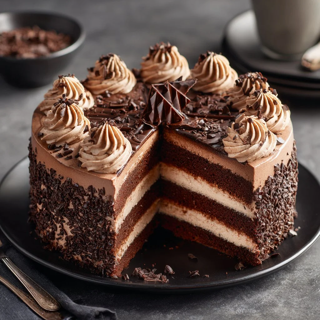 Triple Texture Gooey Chocolate Cake with rich chocolate layers and gooey center