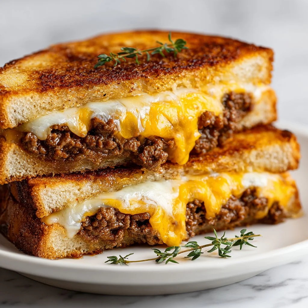 Ultimate Cheesy Ground Beef Melt with melted cheese and savory beef.