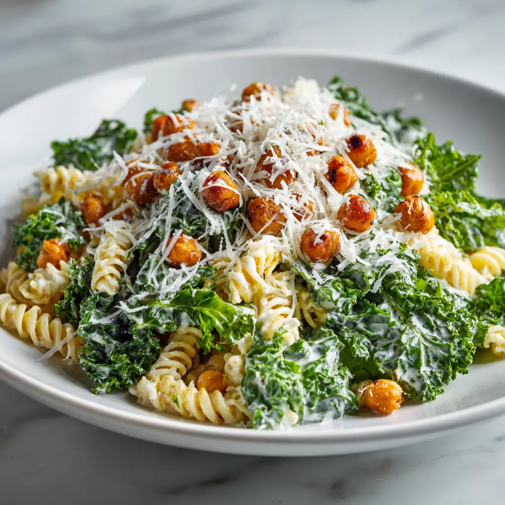Kale Caesar Pasta Salad