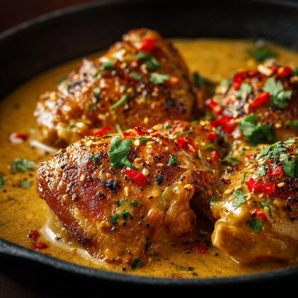 Crockpot Thai Peanut Chicken served with vegetables and rice