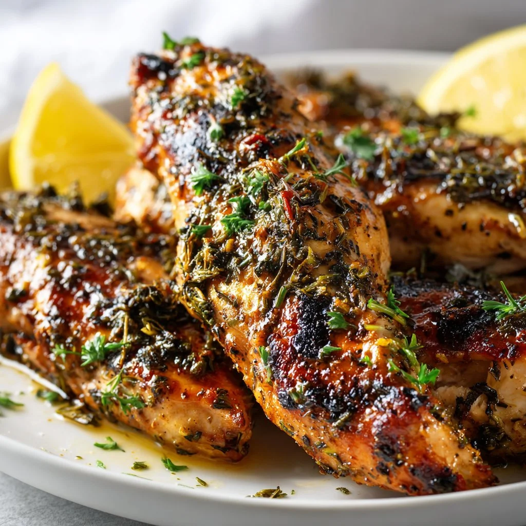 Delicious Greek chicken tenders served with tzatziki sauce and fresh herbs