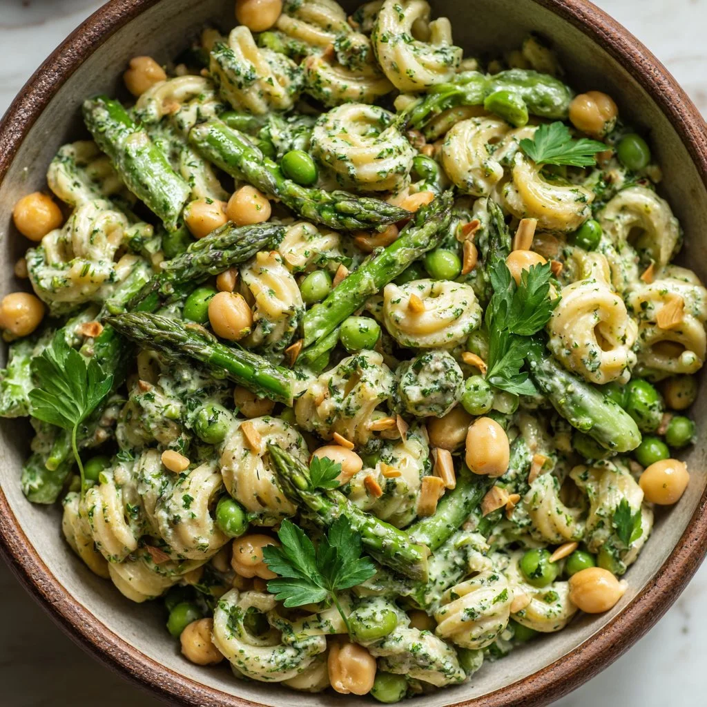Green Goddess Pasta Salad with fresh ingredients and vibrant flavors