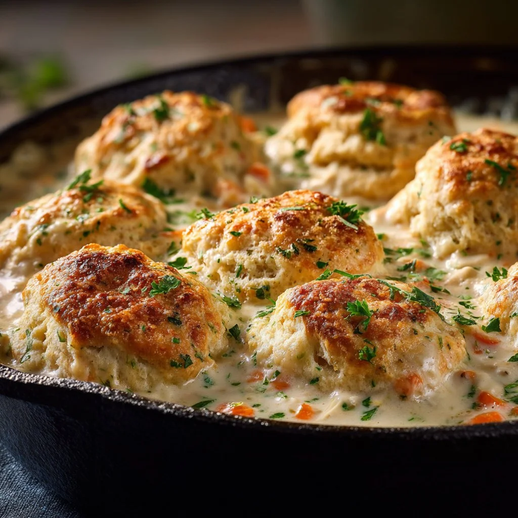 Red Lobster Biscuit Chicken Pot Pie served in a rustic dish