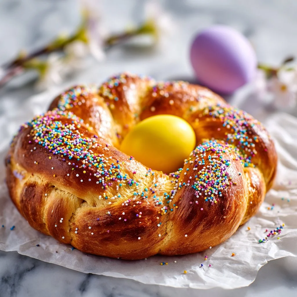 Traditional Italian Easter bread baked for festive celebrations