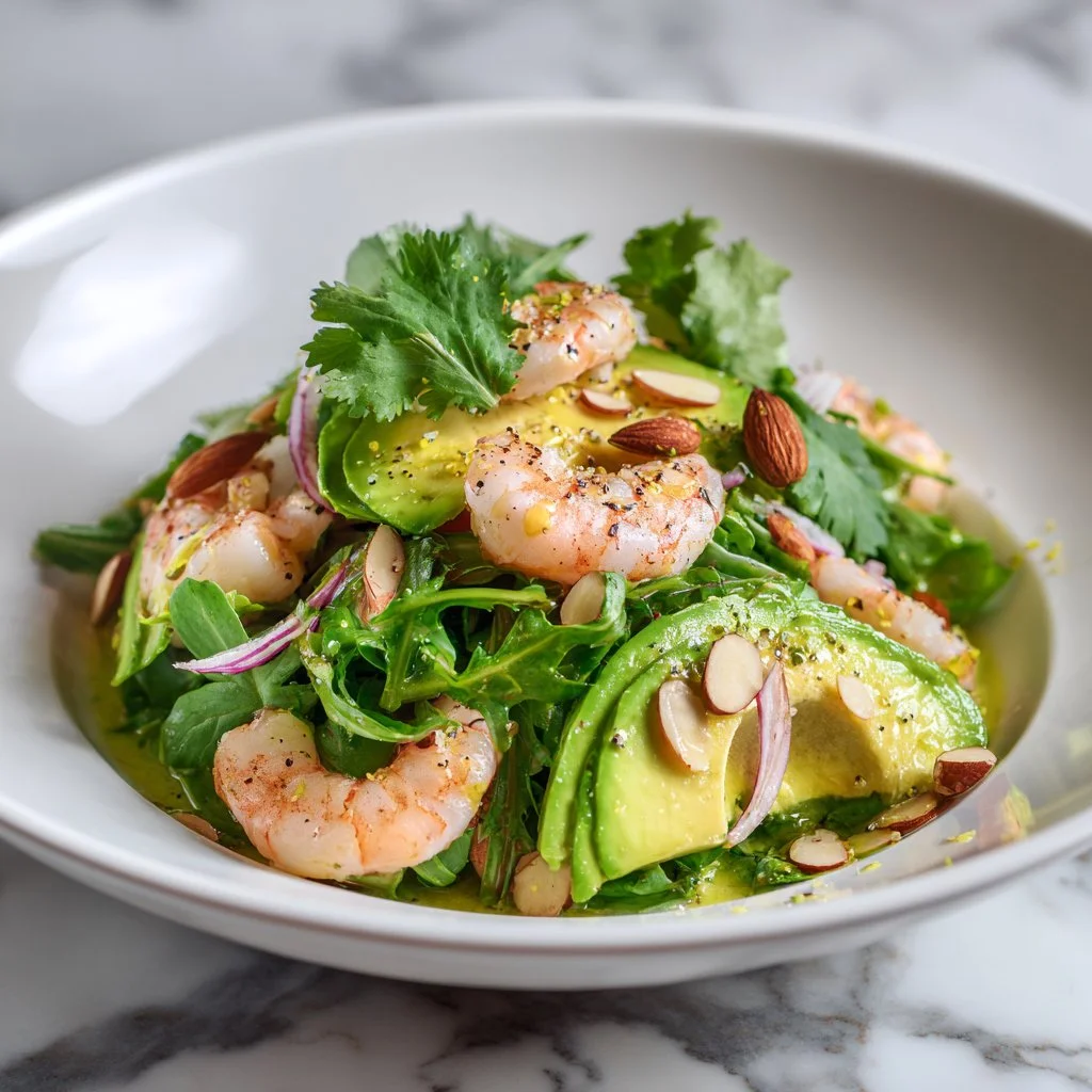 Fresh avocado salad with vegetables and dressing
