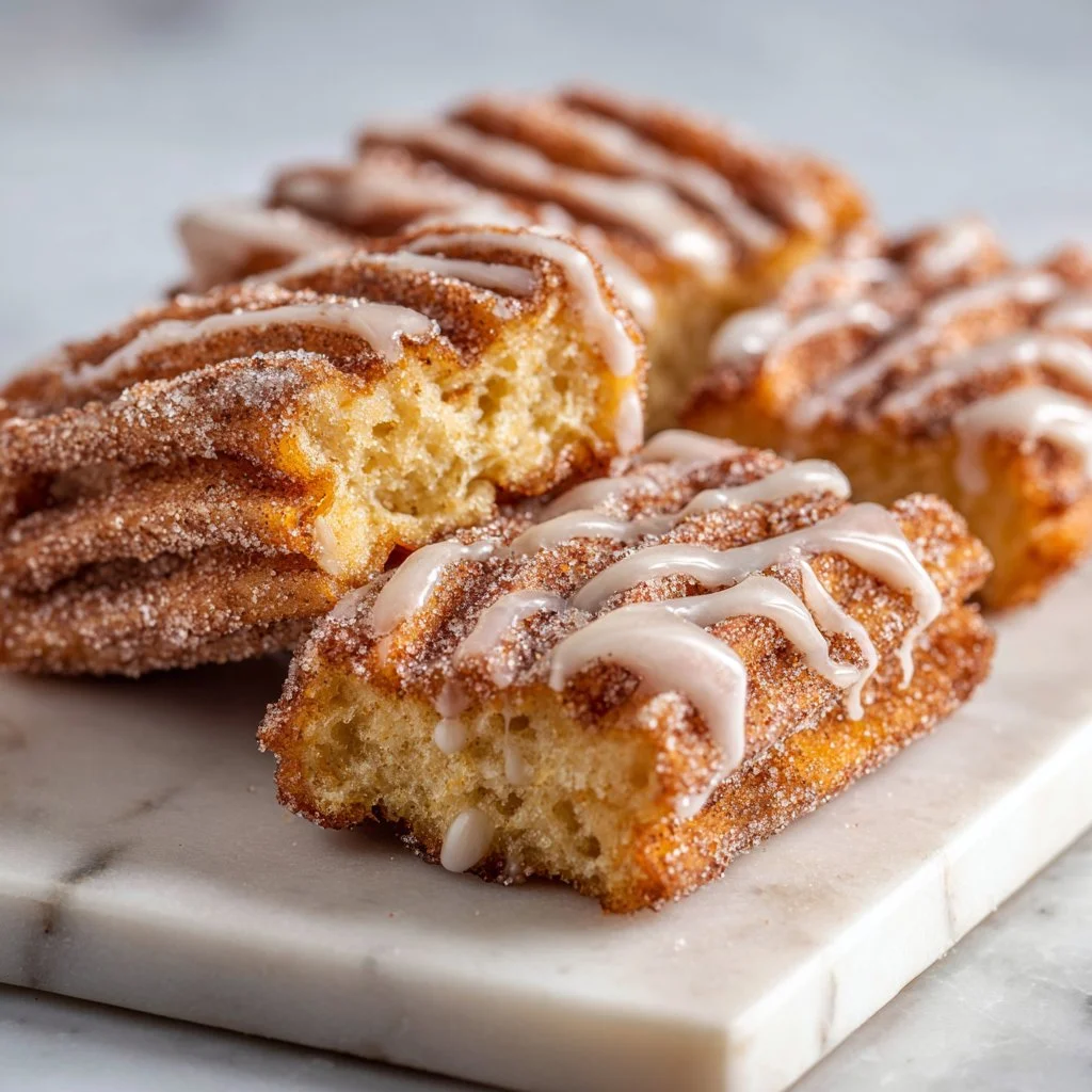 Delicious easy churro bars topped with cinnamon sugar