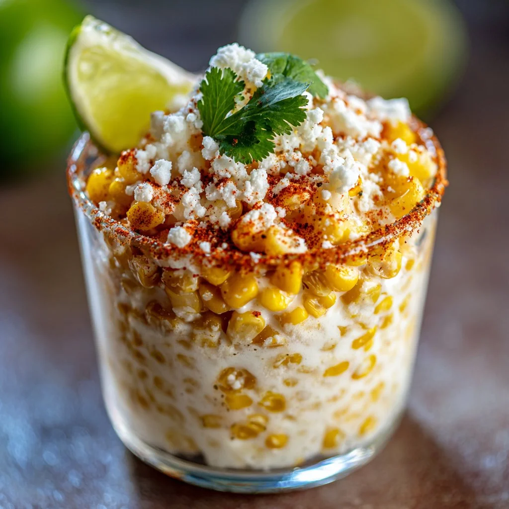 Delicious elote in a cup, perfect for summer snacking.