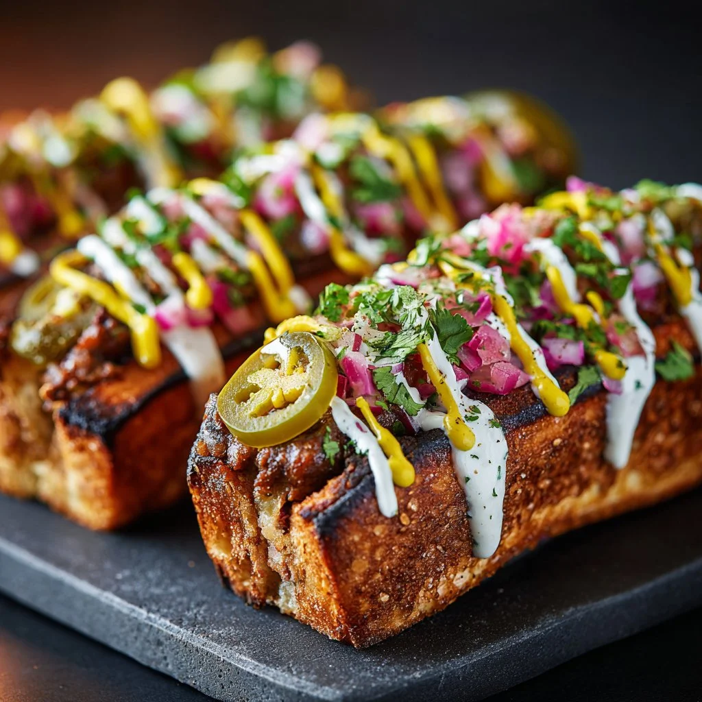 Delicious grilled hot dogs on a barbecue grill with toppings and condiments.