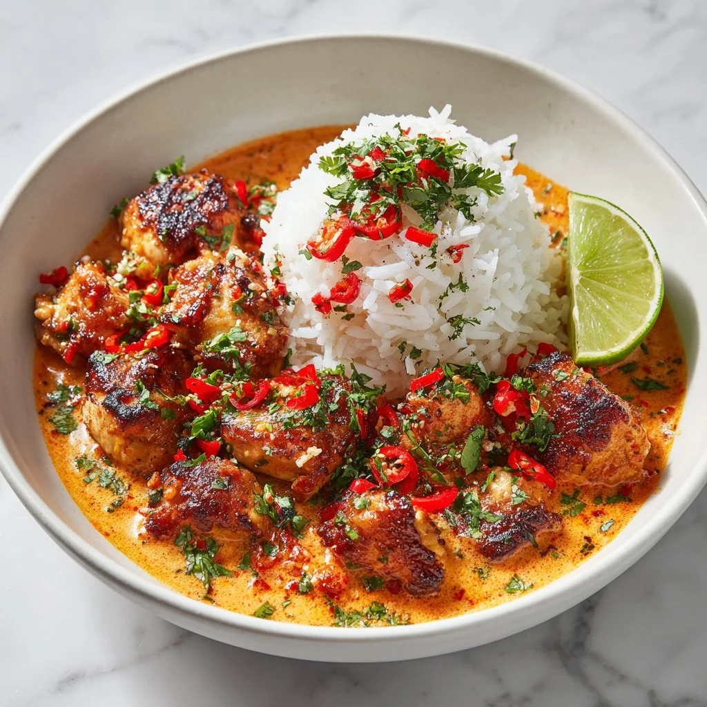 Delicious Coconut Chicken Rice Bowl with fresh ingredients and vibrant colors