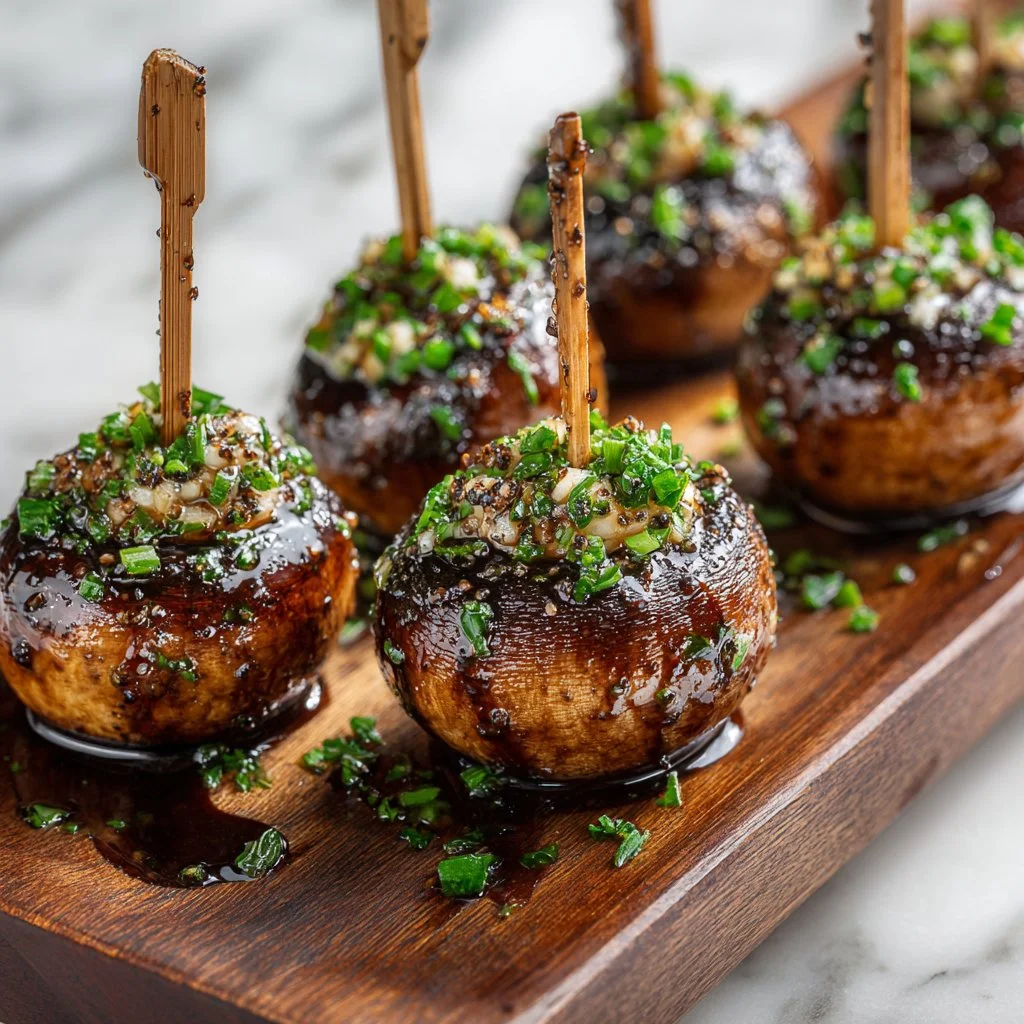 Delicious garlic mushrooms in a skillet, showcasing a savory recipe.