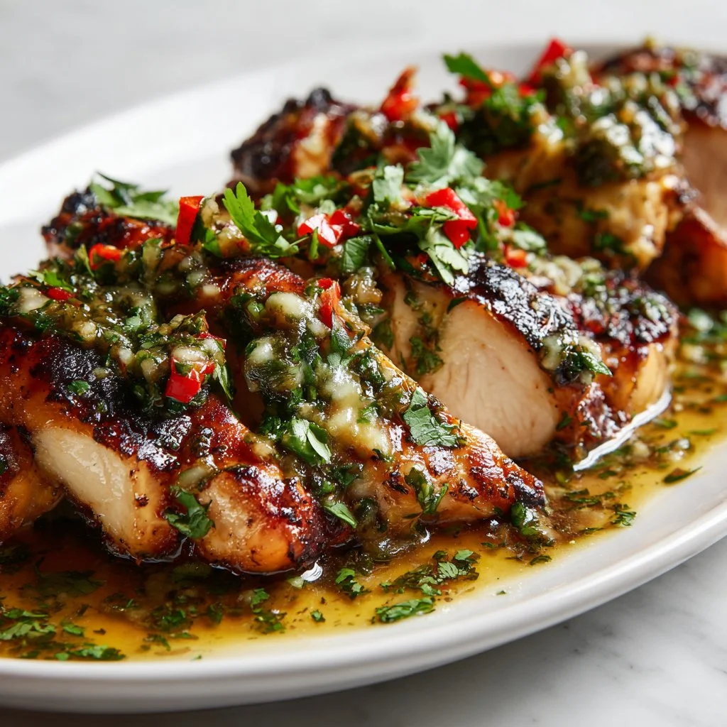 Grilled salsa verde chicken topped with pepper jack cheese on a plate