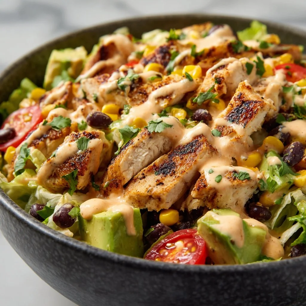 Colorful Southwest Salad with fresh vegetables and dressing